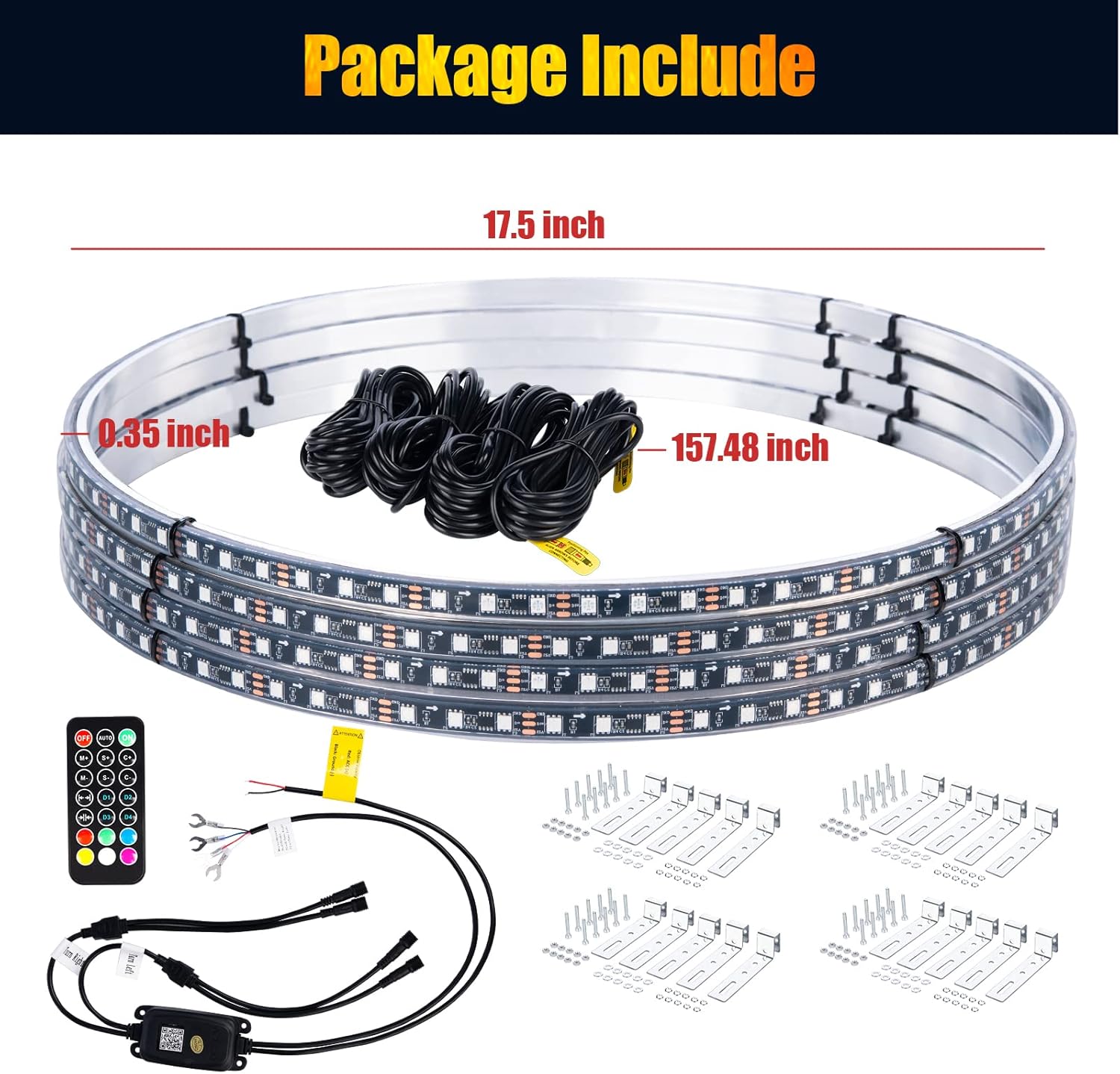 Funomo LED Wheel Lights for Truck / Car / ATV / UTV, Tires Lights with Color Chasing, DIY Color and Dynamics, Adjustable Brightness, IP67 Waterproof
