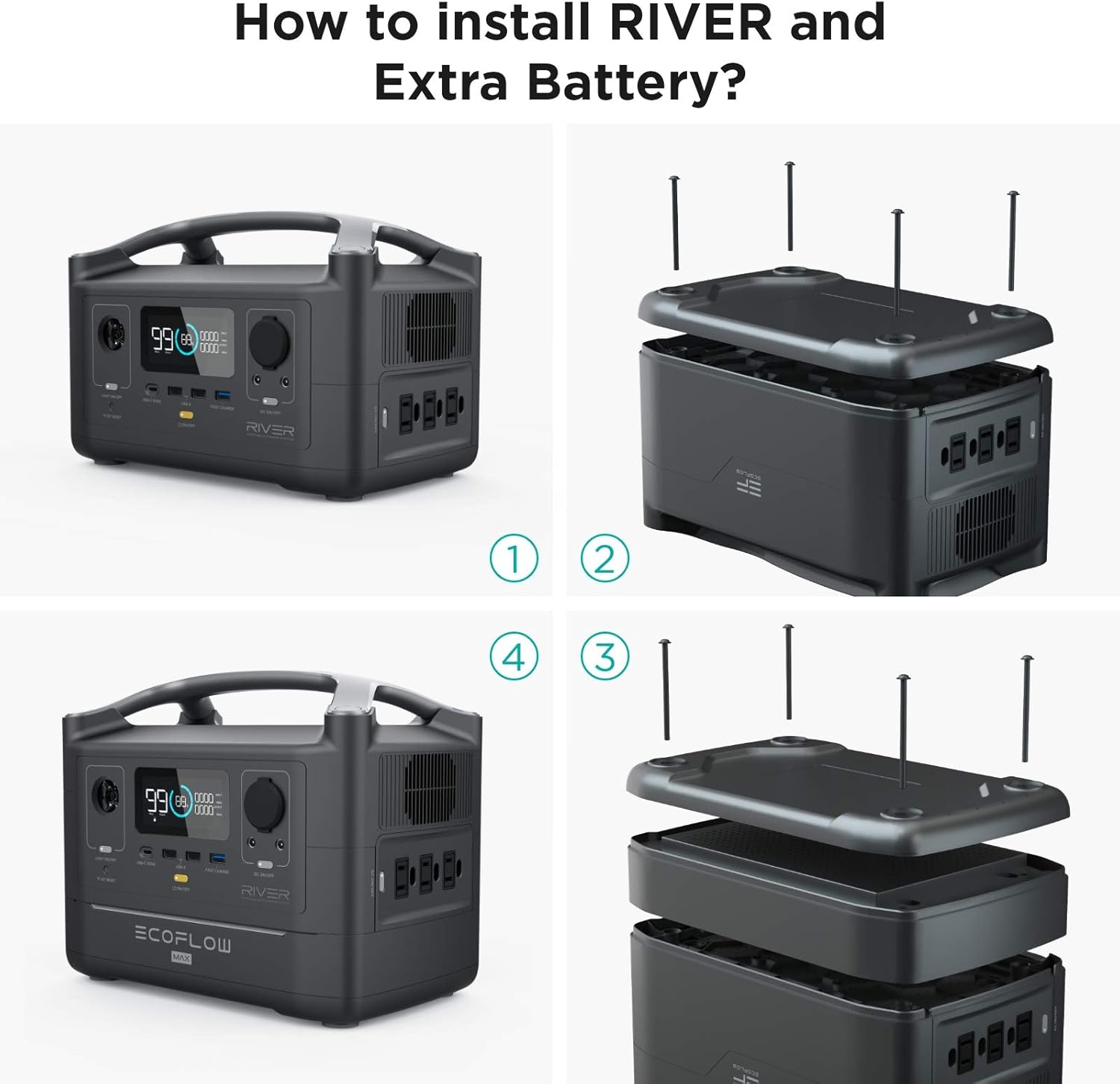 EF ECOFLOW RIVER EXTRA BATTERY, 288Wh Suitable for RIVER Solar Generator, Double Capacity, More Power, Backup Battery for Outdoor Camping RV
