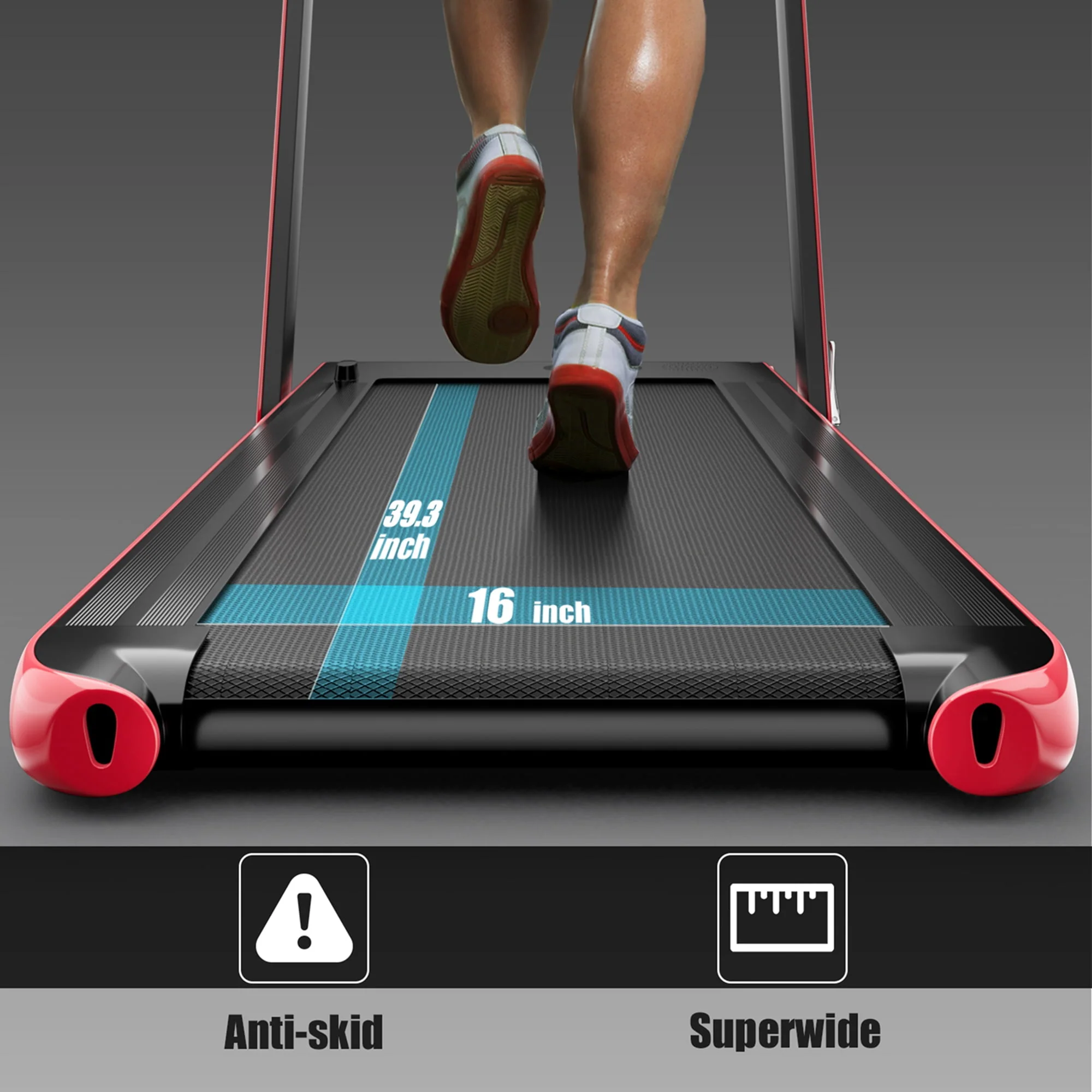 SuperFit Up To 7.5MPH 2.25HP 2 in 1 Single Display Screen Folding Treadmill W/ APP Control Speaker Remote Control Blue