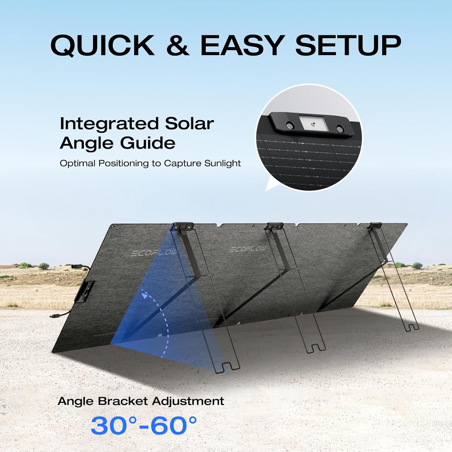 EF ECOFLOW 220 Watt Portable Solar Panel, 25% High Conversion Efficiency N-Type Solar Cell, NextGen Foldable Solar Panel with Adjustable Kickstand