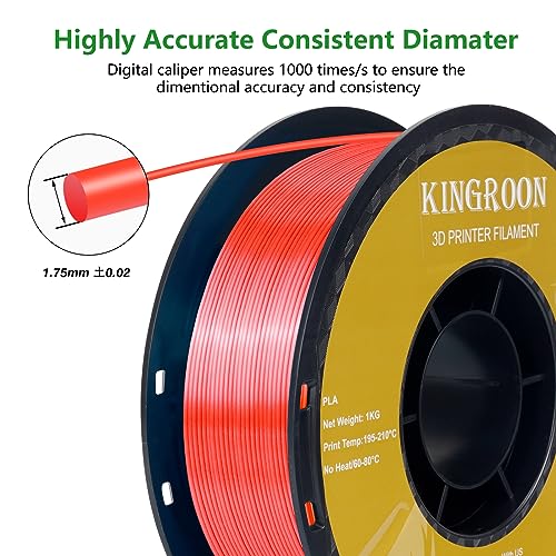 Kingroon Silk PLA Bundle 3D Printer Filament, Dimensional Accuracy +/- 0.03 mm, 10 kg Spool(22lbs)