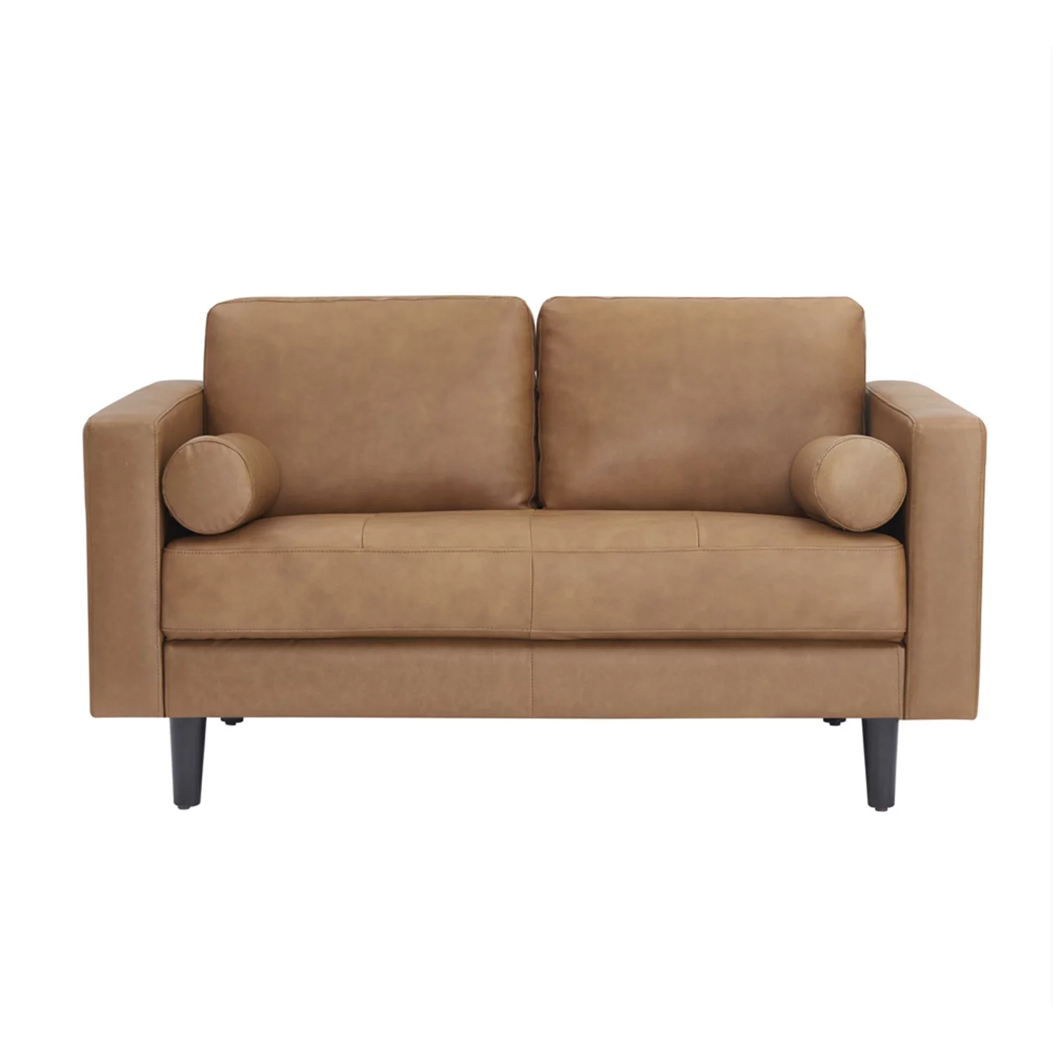 Naomi Home Marisa Top Grain Genuine Leather Mid-Century Sofa Set of 3, Chair/Loveseat/Sofa, Tan