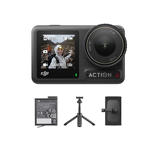 DJI Osmo Action 4 Standard Combo, 4K/120fps Waterproof Action Camera with a 1/1.3-Inch Sensor, Stunning Low-Light Imaging