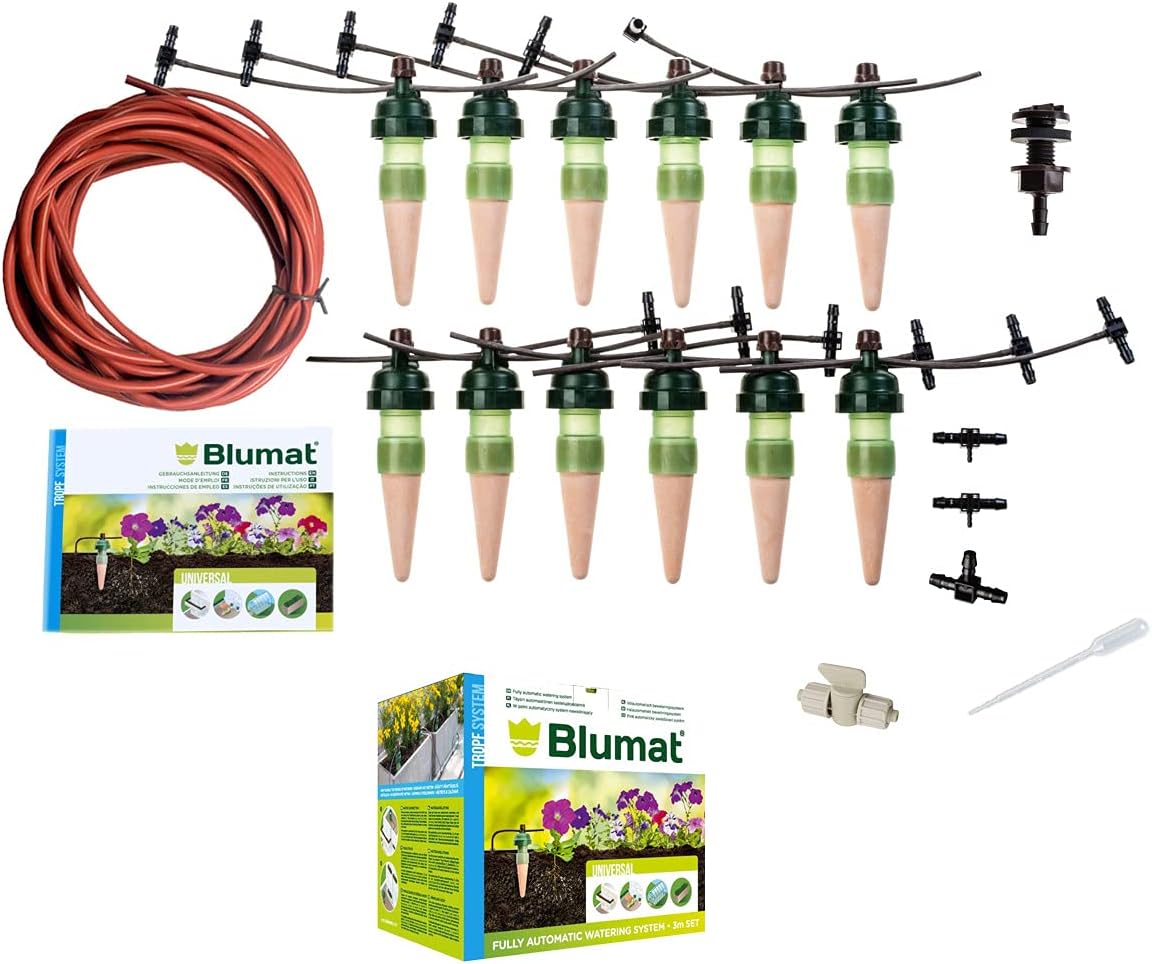 Blumat Drip System - 6 Pack Small Kit with Reservoir - Smart Automatic Watering System, Great for Vacation, Made in Austria