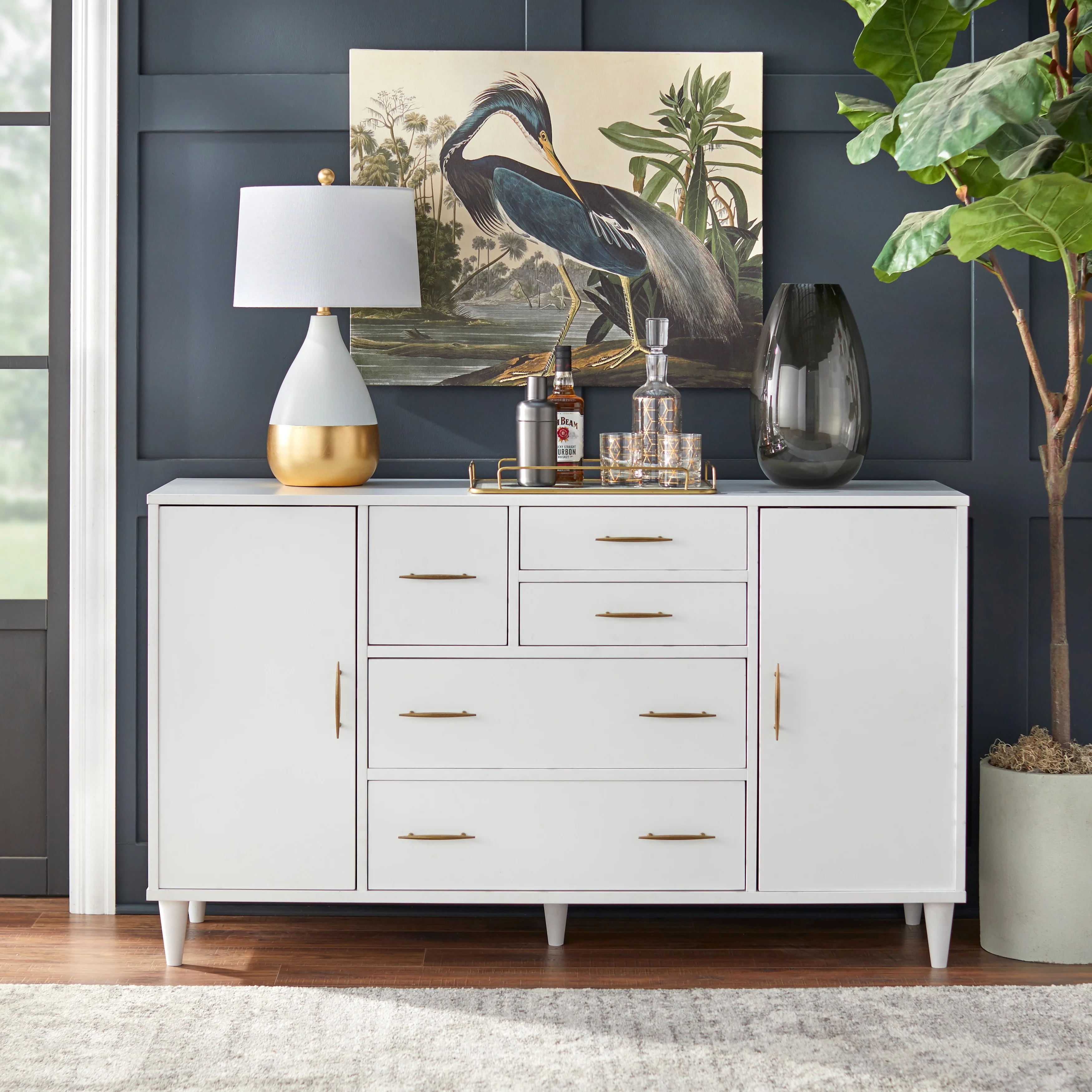 Lifestorey  Ana Mid-Century Buffet/Sideboard Oak Oak Finish