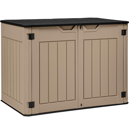 YITAHOME Outdoor Horizontal Storage Sheds w/o Shelf, Weather Resistant Resin Tool Shed, Multi-Opening Door for Storage of Bike, Trash Cans