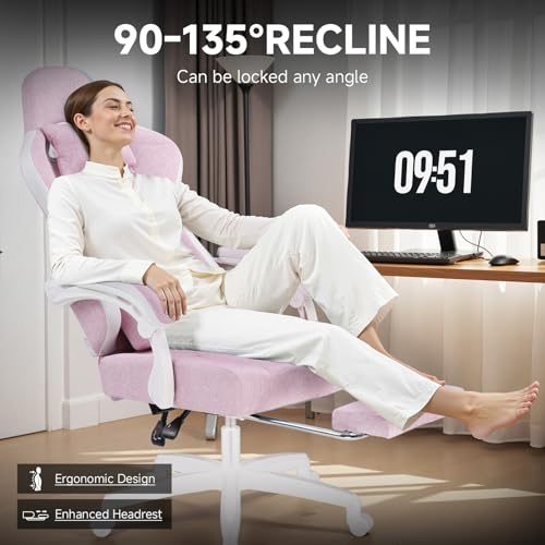 GTPLAYER Office Chair, Gaming Computer Desk Fabric Chair with Footrest