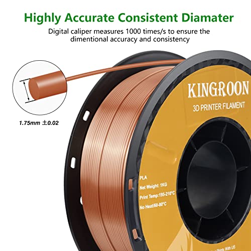 Kingroon Silk PLA Bundle 3D Printer Filament, Dimensional Accuracy +/- 0.03 mm, 10 kg Spool(22lbs)