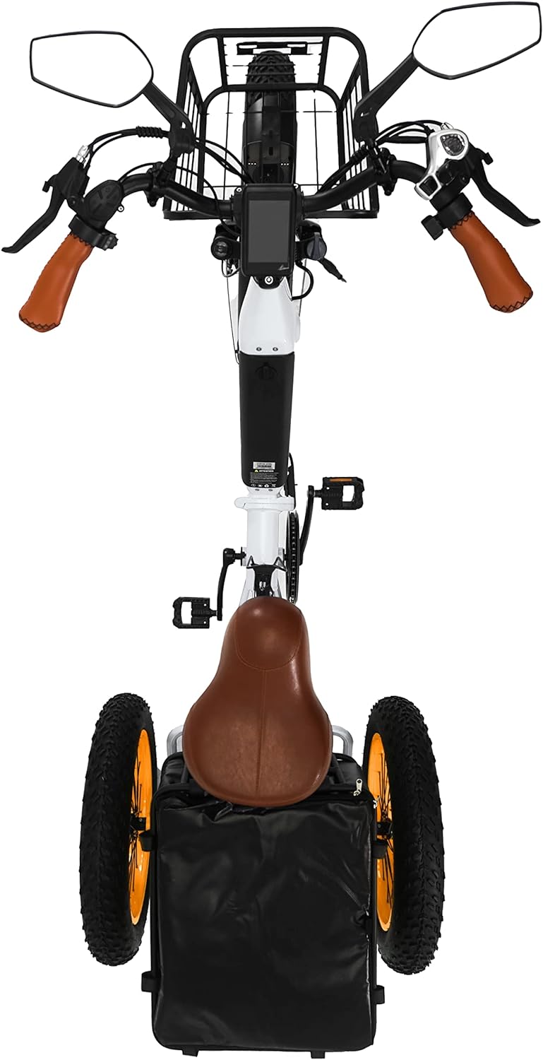 Electric Fat Trike 750W Motor and 48V Lithium Rechargeable Battery - Etrike 24 Inch Fat Tire - Foldable Electric Cruiser Tricycle