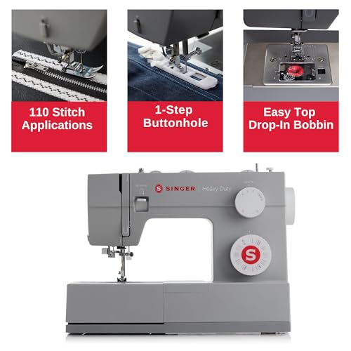 SINGER Heavy Duty 4452 High Speed Sewing Machine With Accessory Kit | Strong Motor with Enhanced Piercing Power, 110 Stitch Applications