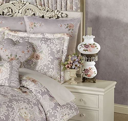 Touch of Class Abigail Hurricane Style Parlor Table Lamp - Antique Victorian Aesthetic - Painted by Hand - Floral Designs