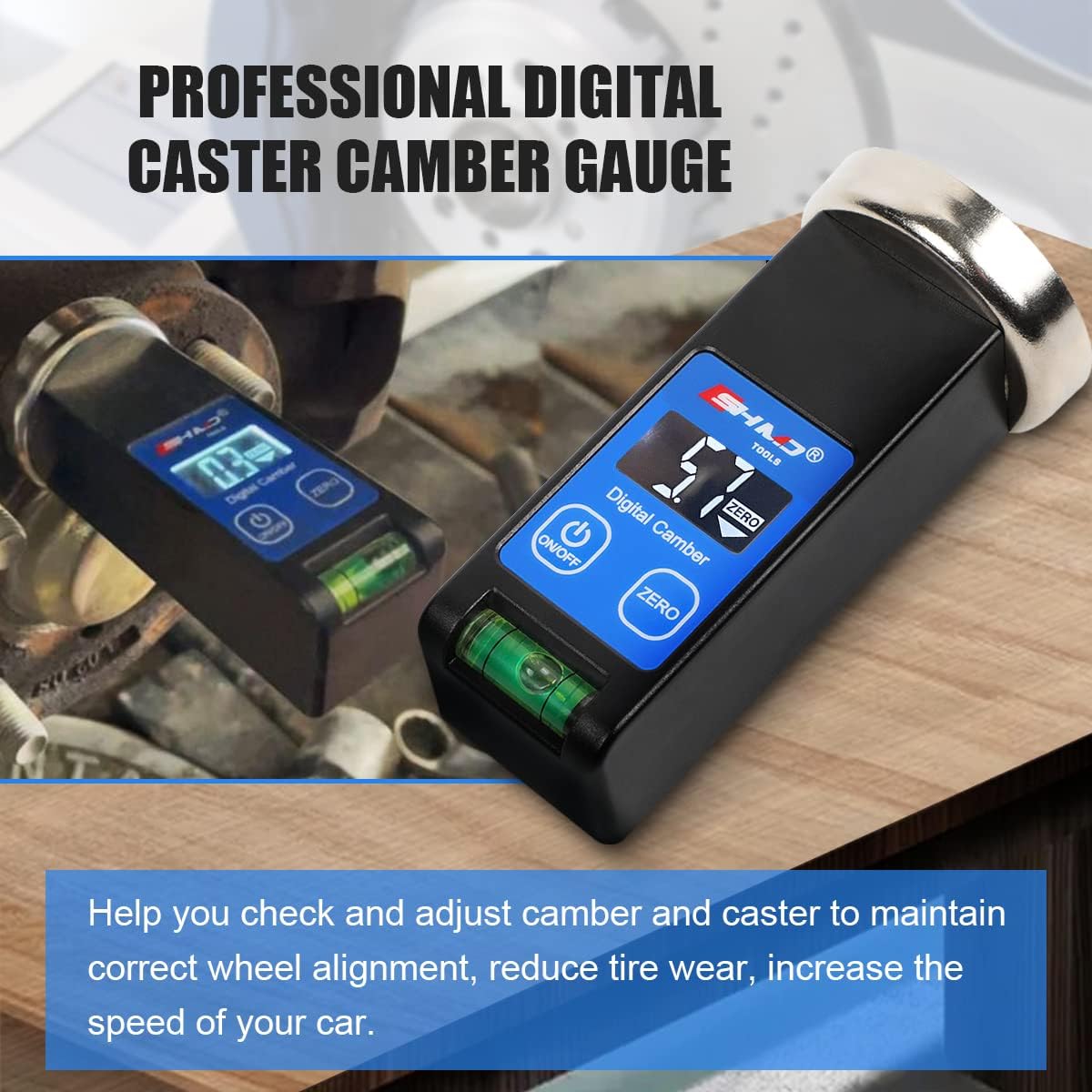 Camber Gauge Digital Wheel Alignment Tool -90° to +90° Wide Range Wheel Alignment & Balancing Tools Accurate Caster Camber Gauge with Digital Display