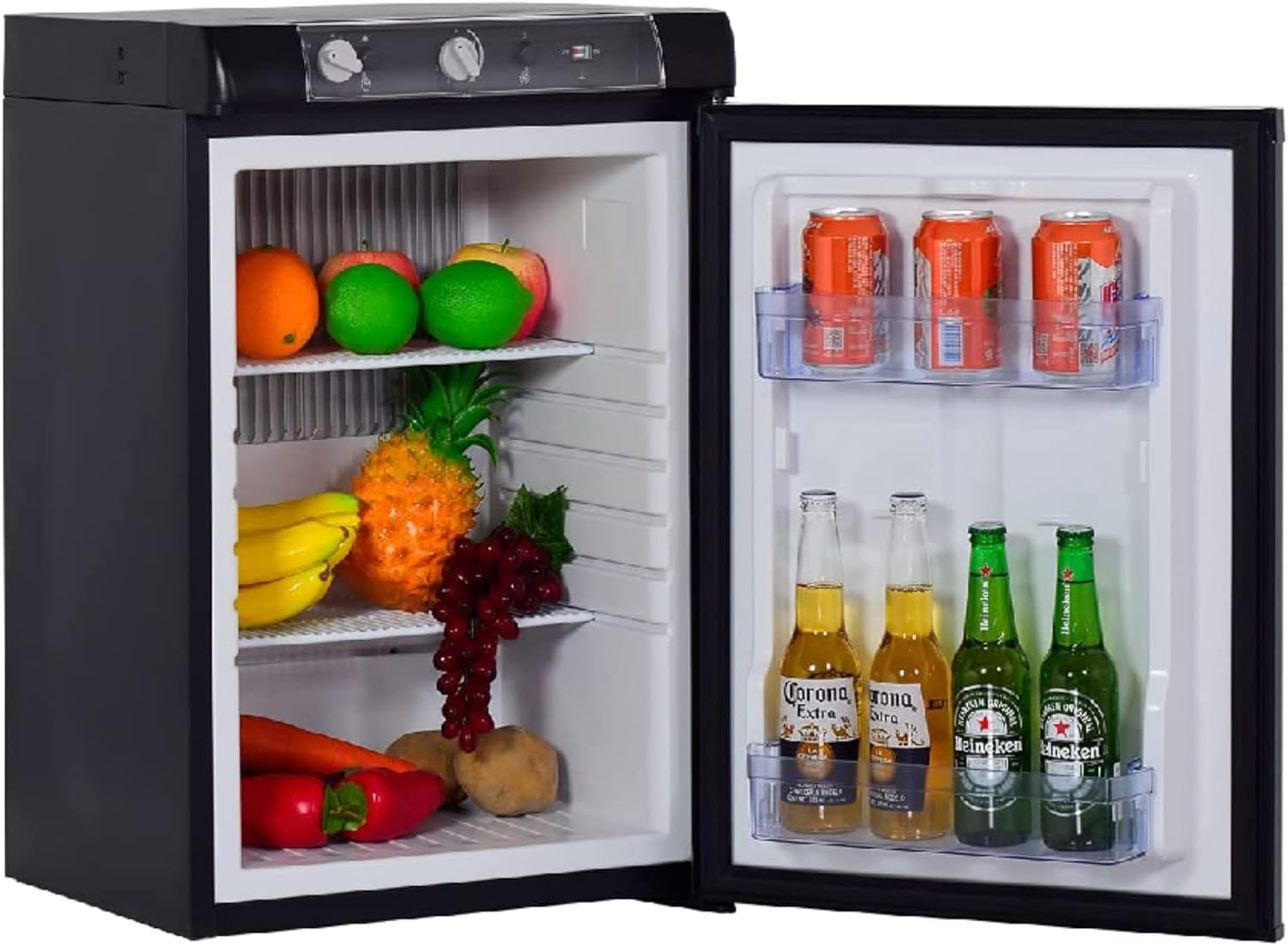 Smad 3 Way Caravan Propane Fridge 120V 12V LPG Gas Refrigerator for RV Campervan, Black, 2.1 Cu.ft.