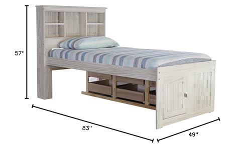 Discovery World Furniture White Full Bookcase Bed with 6 Drawers