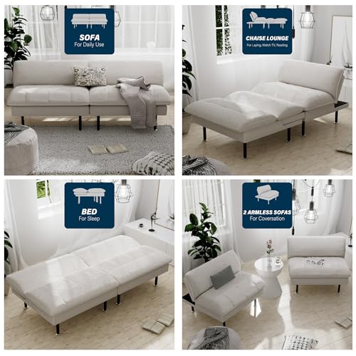 70" Futon Sofa Bed, 4 in 1 Multi-Function Couch Sleeper with Adjustable Backrest, Modern Convertible Futon, Recliner Small Loveseat for Living Room