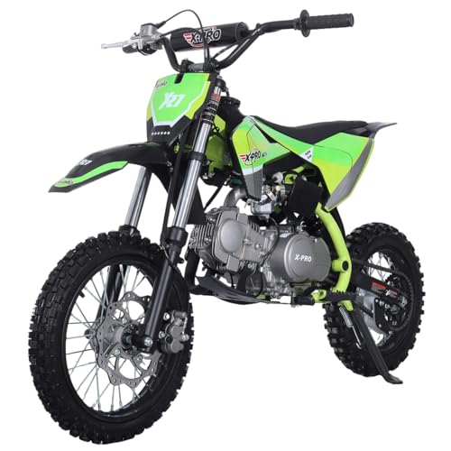 X-PRO X27 125cc Dirt Bike with 4-Speed Semi-Automatic Transmission, Kick Start, Big 14"/12" Tires! Cradle Type Steel Tube Frame! (Black)