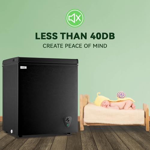 Chest Freezer Small Deep Freezers WANAI 3.5 Cubic Feet Mini Freezer White Free-Standing Top Door Freezer Removable Storage Basket Compact 7