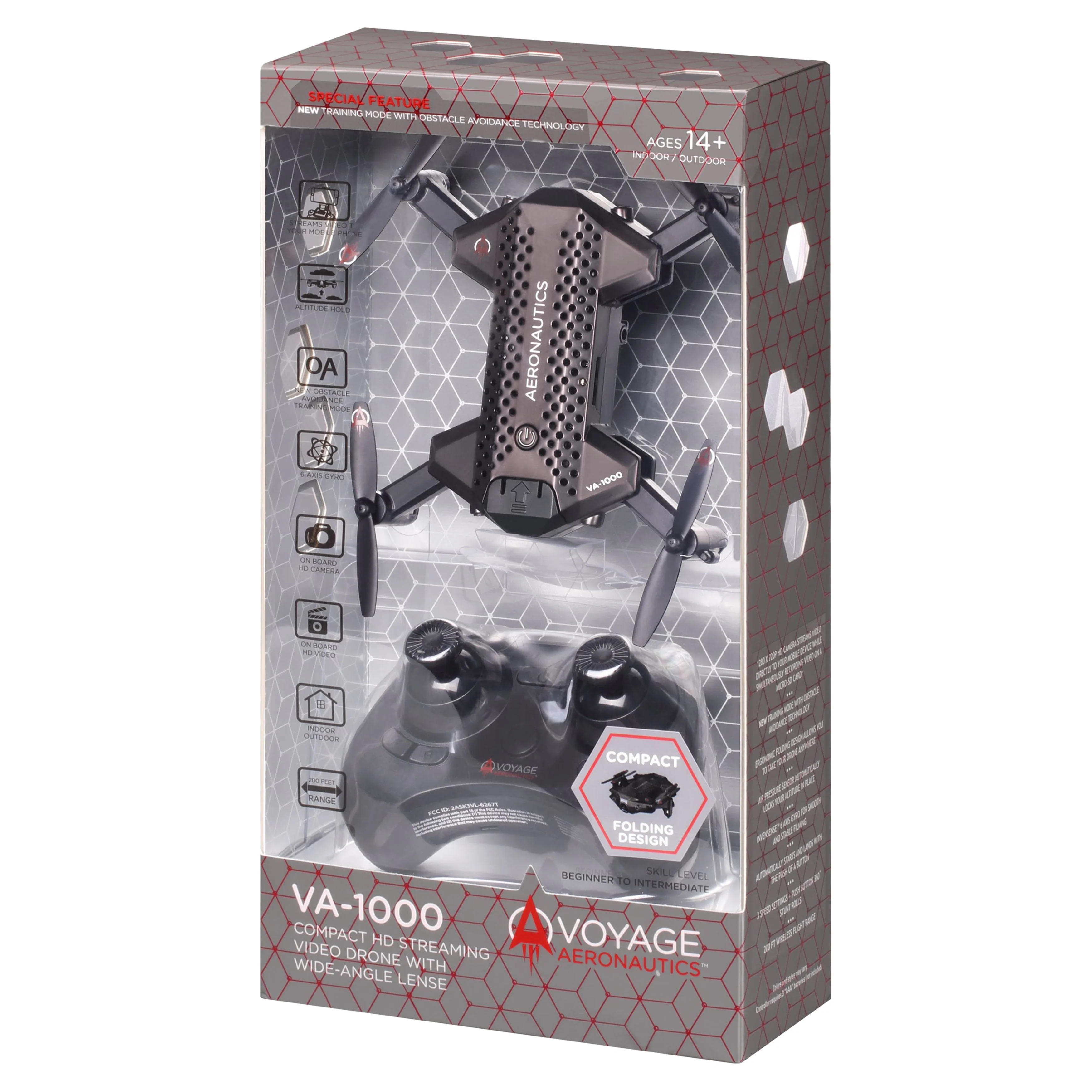 Voyage Aeronautics VA-1000 HD Streaming Drone with Wide-Angle Lens- Black Color - Size- 7 inches