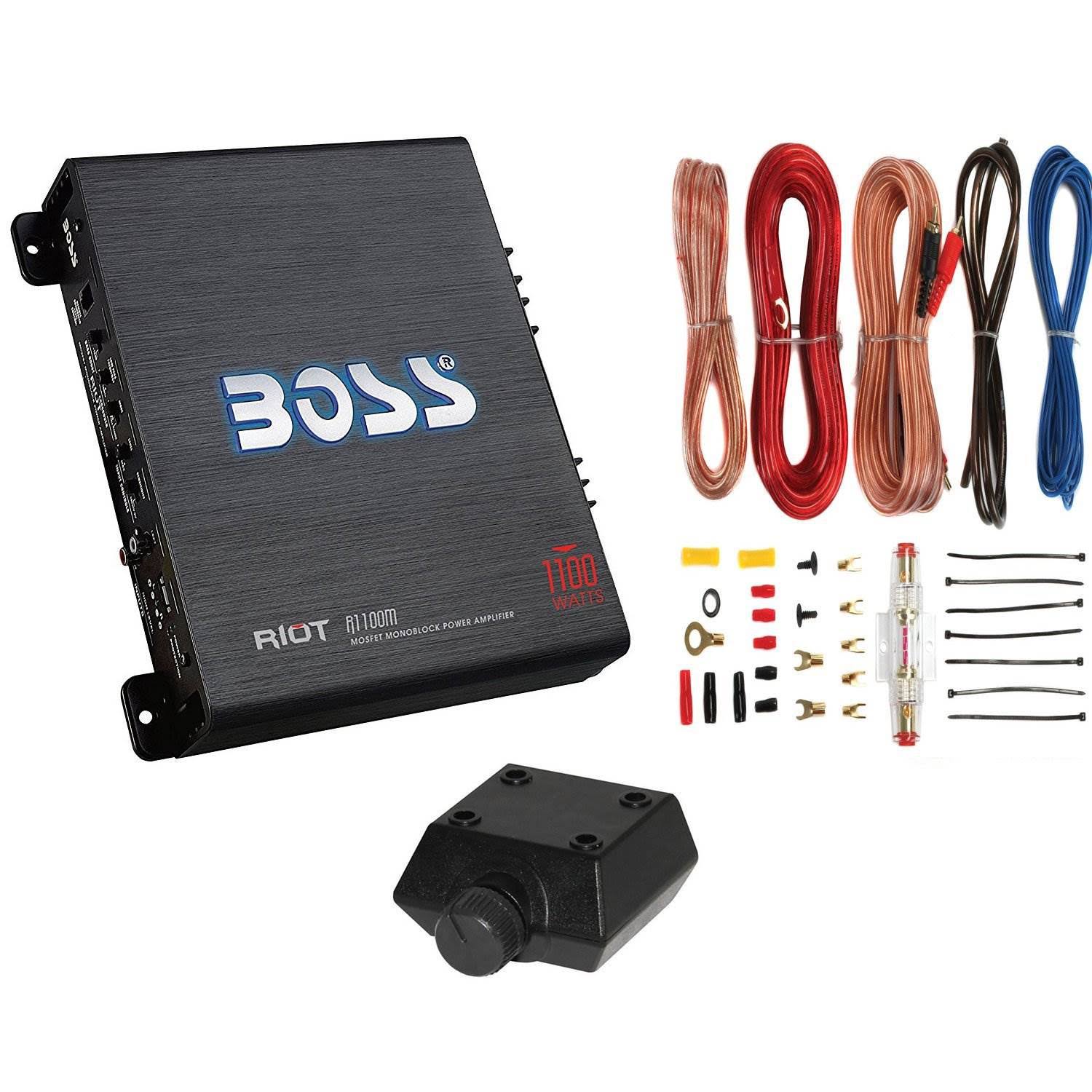 New Boss R1100M 1100W Mono Car Audio Amplifier Amp + 8 Gauge Amp Wiring Kit