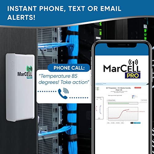 MarCELL PRO - Professional Level Remote Temperature, Humidity & Power - No WiFi Needed - RV, Network Room, Freezer, Home