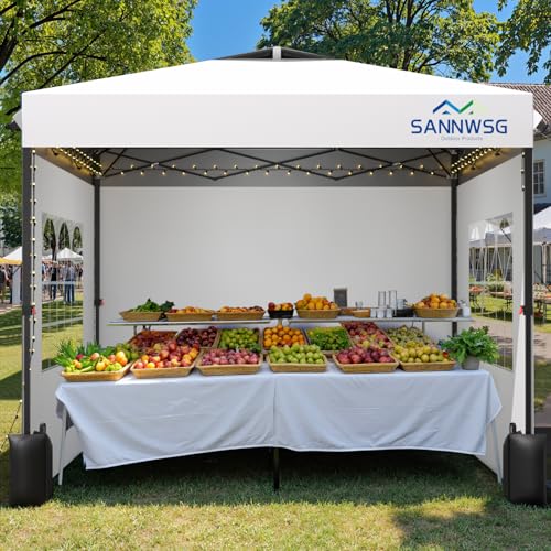 10X10 Pop Up Canopy Tent with 3 Sidewalls,Easy Up Canopy,Commercial Instant Shelter,Heavy Duty One Person Set Up Event Tent,Gray