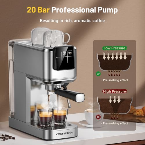 Espresso Coffee Machine with Milk Tank, 20Bar Hot & Iced Coffee Machine with Rapid Cold Brew