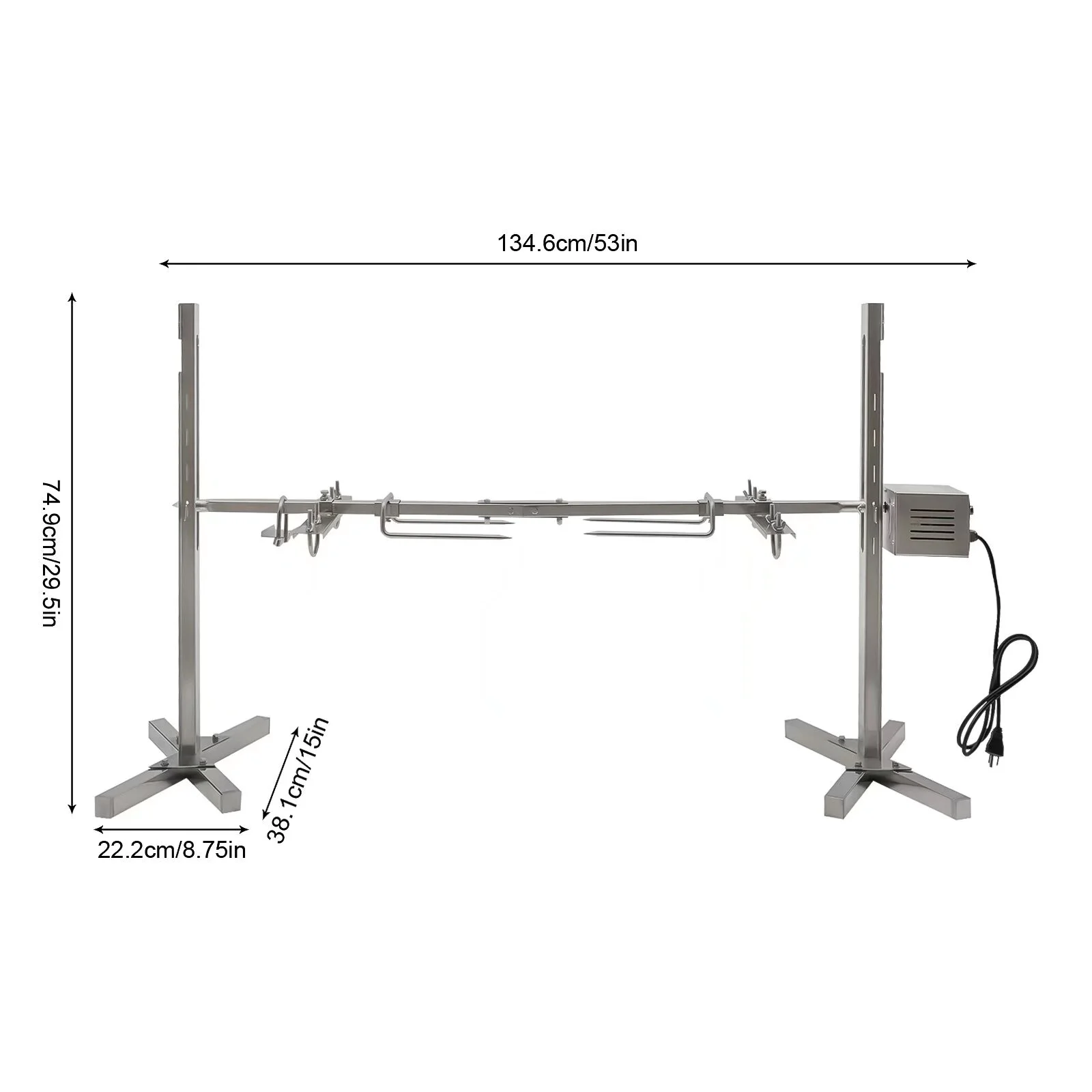 OUKANING 66lbs Large Grill Rotisserie Spit Roaster Rod Electric BBQ Chicken Pig Motor Kit