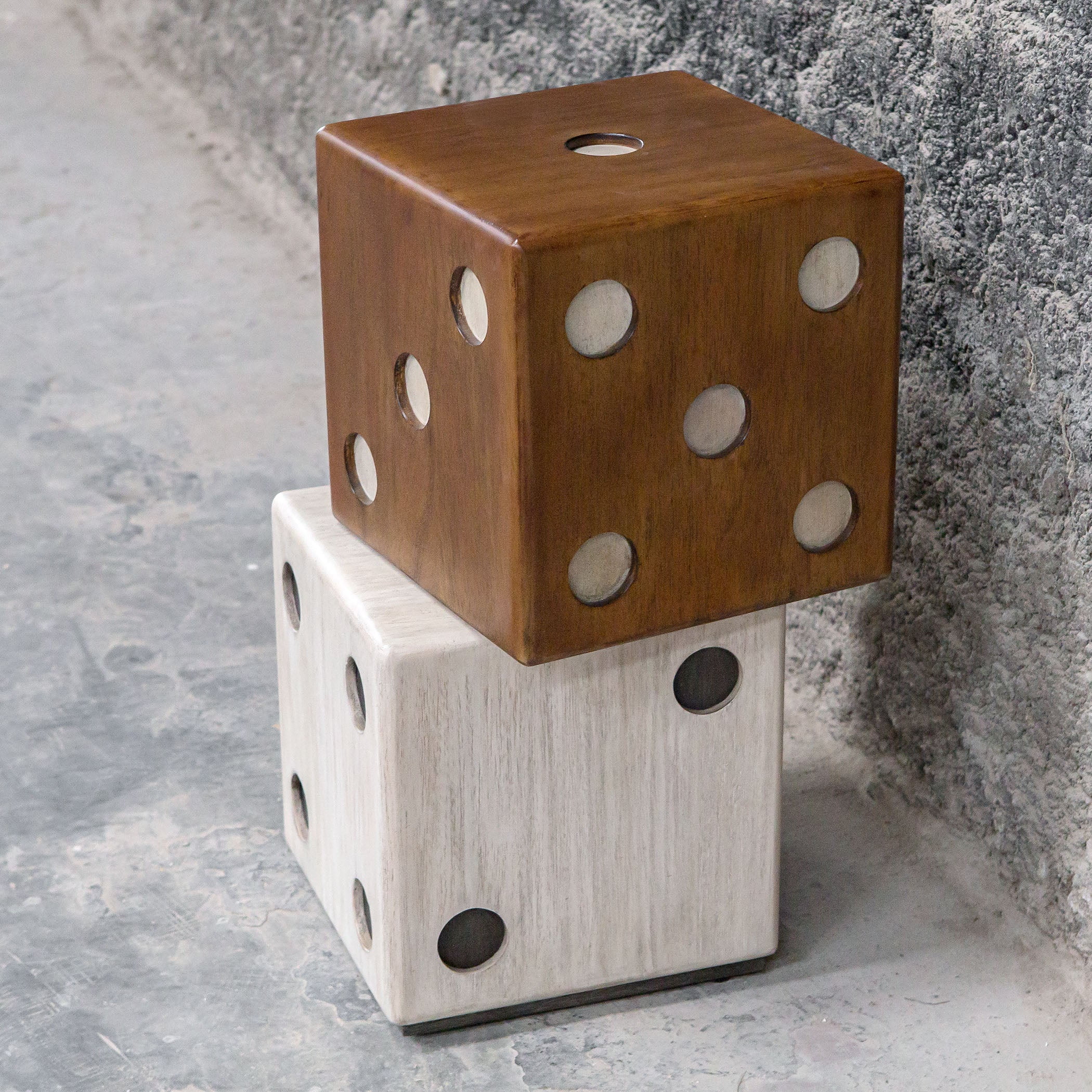 Uttermost 25485-Roll-The-Dice Roll The Dice 15" Wide Suar Wood Dice Accent Side Table -