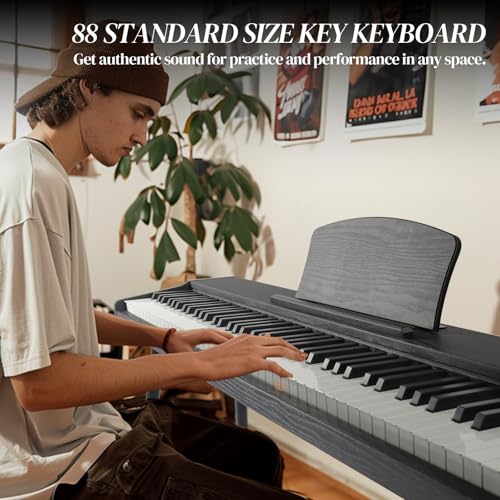 Ktaxon 88 Key Keyboard Piano Set, Full Size Digital Piano with Multi-Adjustable Height Bench, Powerful Functional Panel