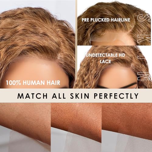 Curly Bob Wig Human Hair 13x4 Lace Front Wigs Human Hair Curly Wigs for Black Women HD Transparent Water Wave Lace Front Wigs Wet and Wavy Glueless