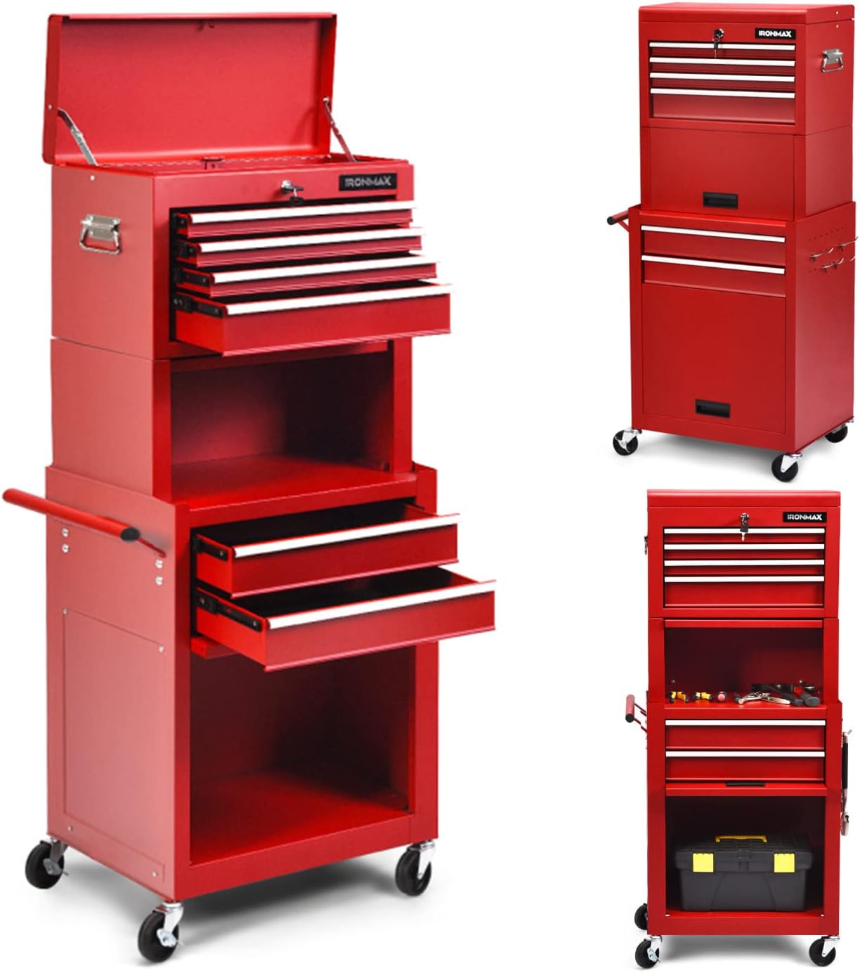 ERGOMASTER 6-Drawers Rolling Tool Chest Cabinet High Capacity Tool Storage Cabinet with Wheels and Locking System