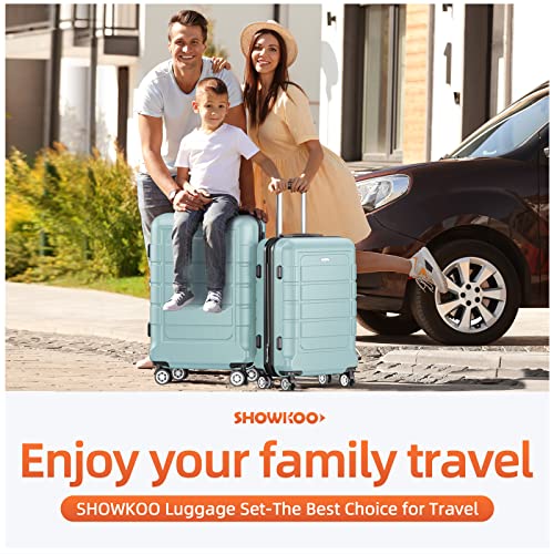 SHOWKOO Luggage Sets Expandable PC+ABS Durable Suitcase Double Wheels TSA Lock Black