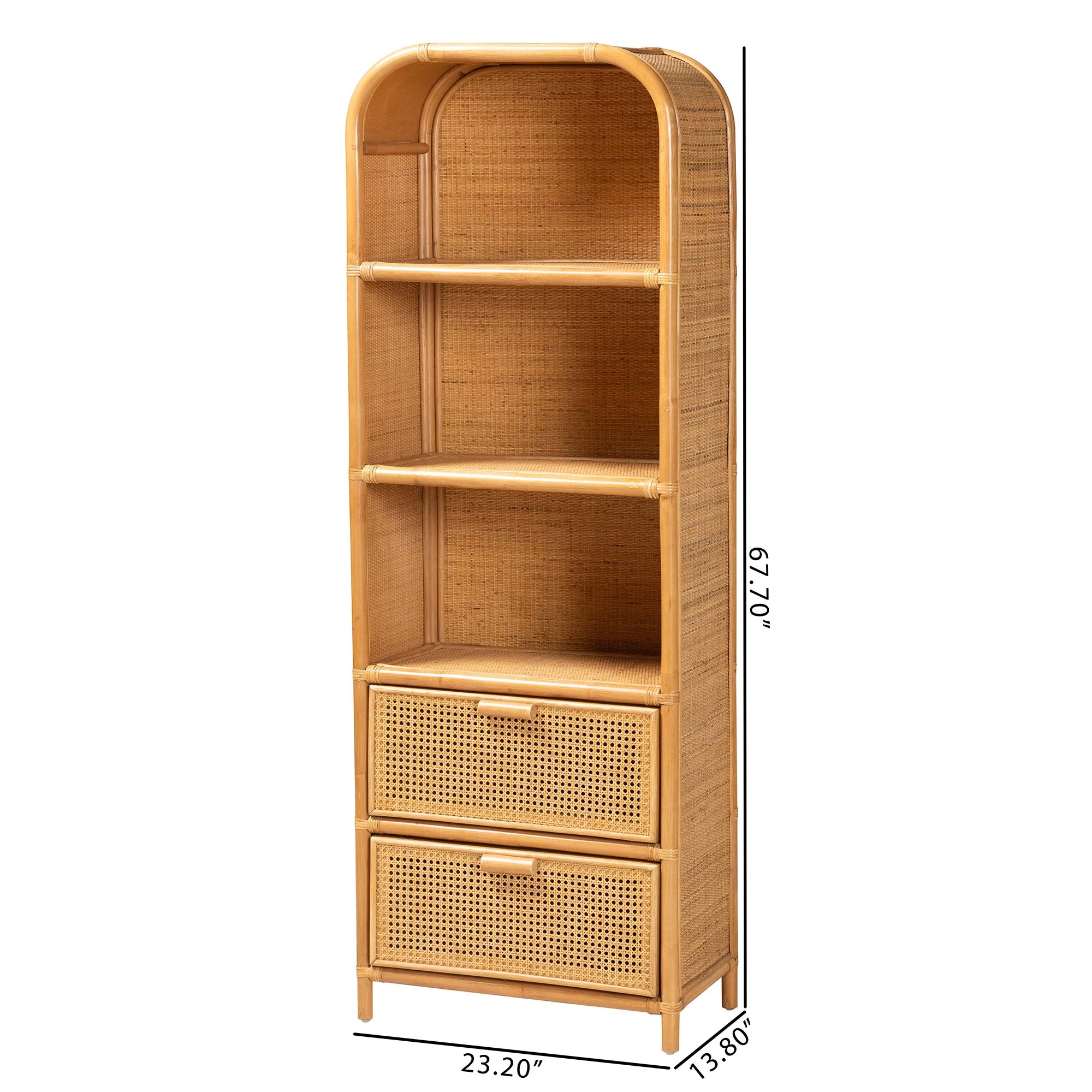 bali & pari Curacao Boho Bookcase, One Size, Light honey