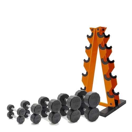 CAP Barbell 150 LB Coated Hex Dumbbell Weight Set with Vertical Rack | Multiple Options