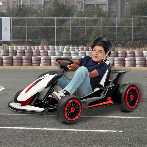 Kids Go Kart, Ride On Drift Kart with Dual 200W Motors, 24V Battery Powered Electric Drift Car, Outdoor 2-Speed Ride On Racing Toy for Boys Girls 6+