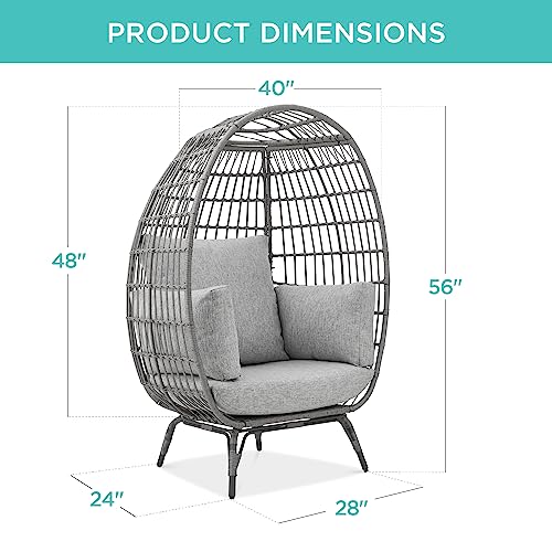 Best Choice Products Wicker Egg Chair, Oversized Indoor Outdoor Lounger for Patio, Backyard, Living Room w/ 4 Cushions, Steel Frame, 440lb Capacity