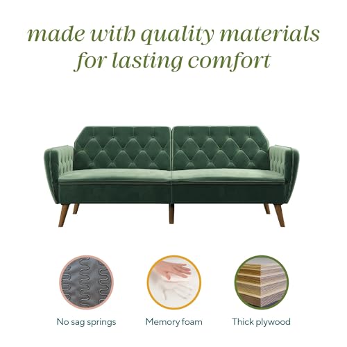 Novogratz Tallulah Memory Foam Futon, Convertible Couch, Camel Faux Leather