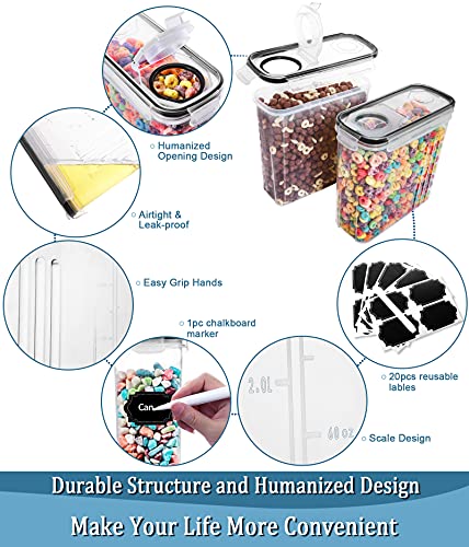 Cereal Containers Storage, Airtight Food Storage Container with Lid of 4 [2.5L/85.4oz] for Kitchen & Pantry Organization