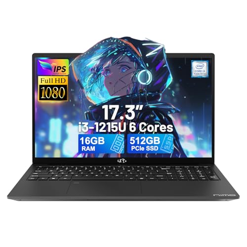 NIMO 17.3" IPS FHD-Laptop, Intel 6 Cores i3-1215U 16GB RAM 512GB SSD (Beat Ryzen 5 7520U