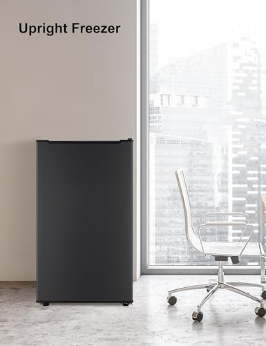 Upright Freezer, 3.2 Cu Ft Mini Small Deep Freezer for 1-2 People, Portable Compact Freezer with 3 Plastic Baffles, 4D Cooling & 40dB Ultra-Quiet