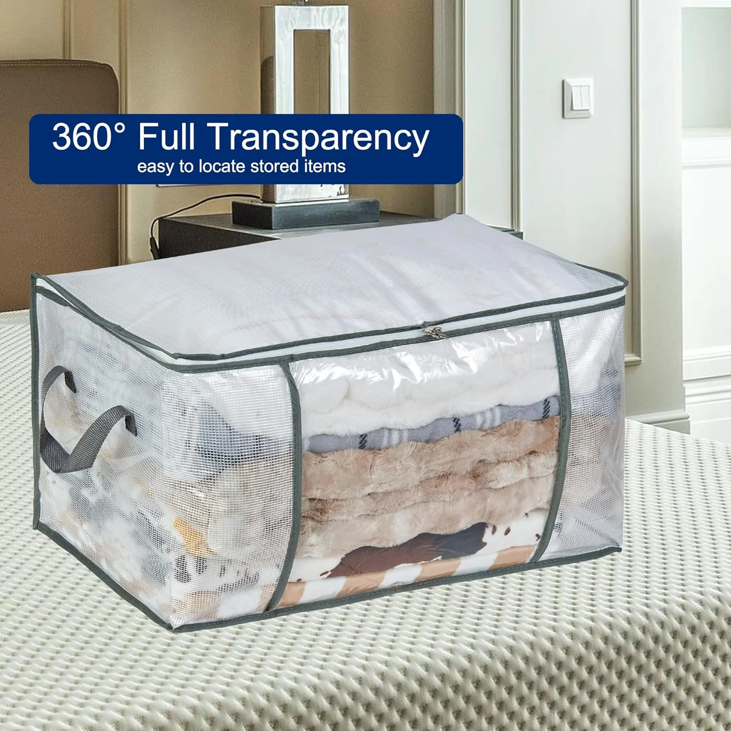 80L Clear Large Storage Bag, Clothes Storage Containers for Organizing Closet, Bedroom, Underbed, Comforters, Clothing, Blankets, Pillow