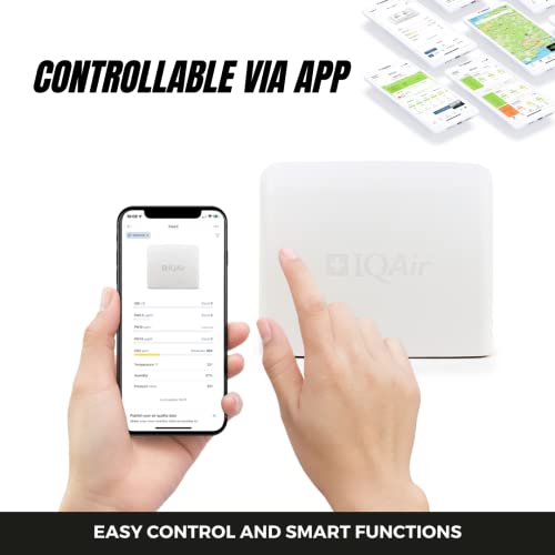IQAir Air Quality Monitor Indoor, Swiss Design, Professional Grade, Detects PM2.5, CO2, AQI, Temperature, Humidity