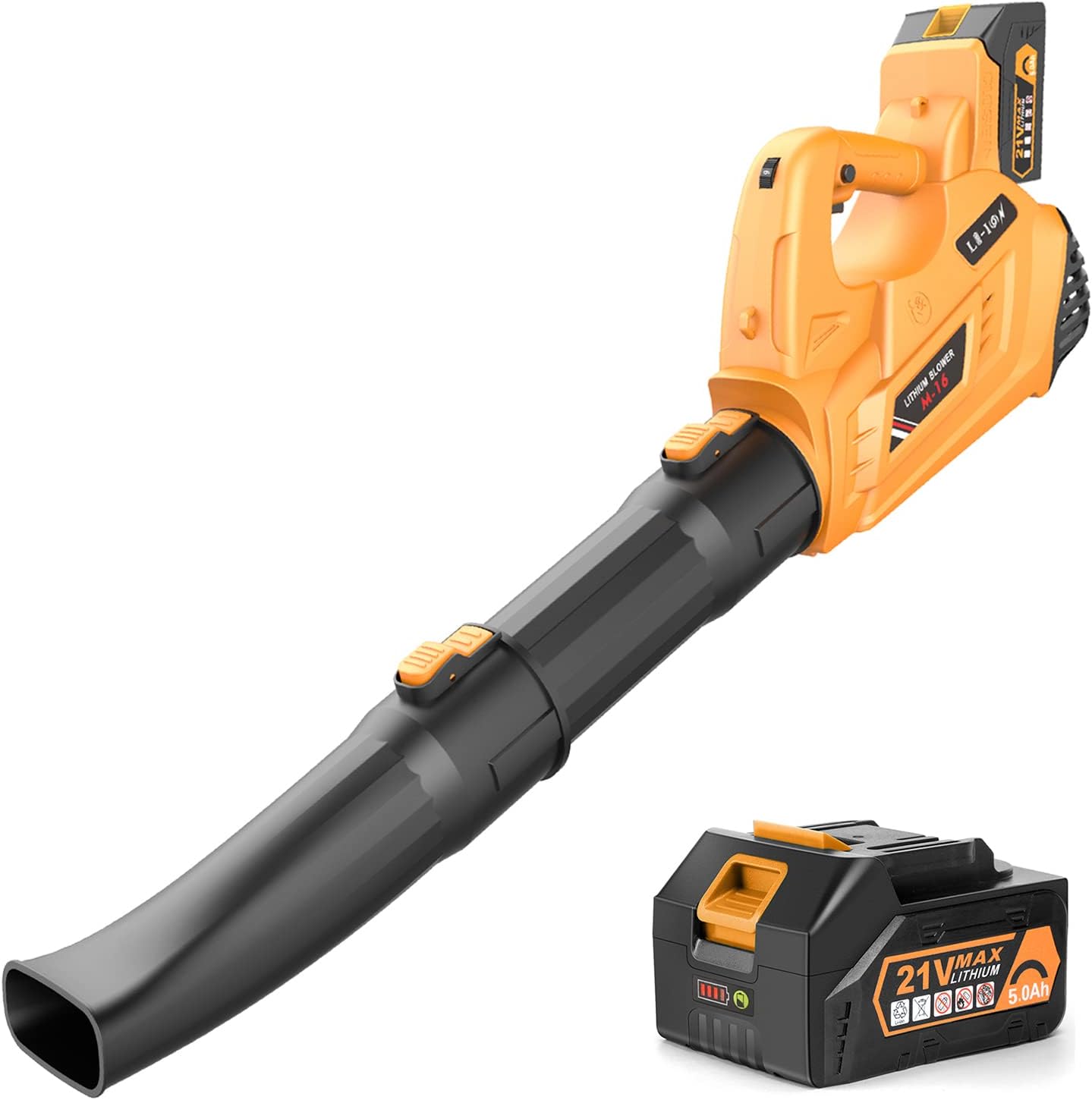 Cordless Leaf Blower - BHY 21V Electric Leaf Blower with 4.0Ah Battery, 2 Adjustable Tubes and 6 Adjustable Speeds, Handheld Leaf Blower for Leaves
