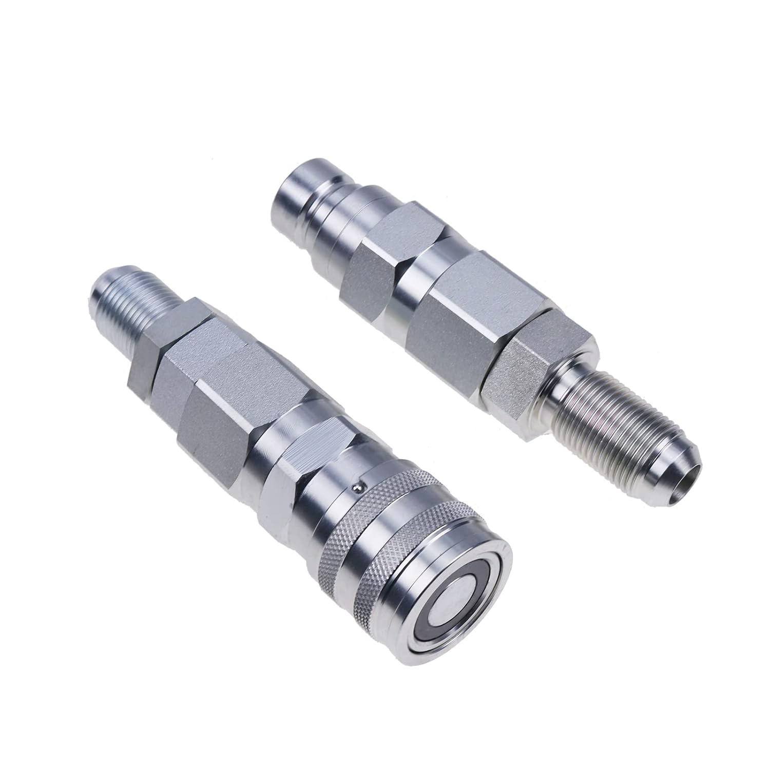 FridayParts 10 JIC Thread 1/2 Flat Face Hydraulic Quick Connect Coupler Set for Bobcat New Holland Case GEHL, Silver