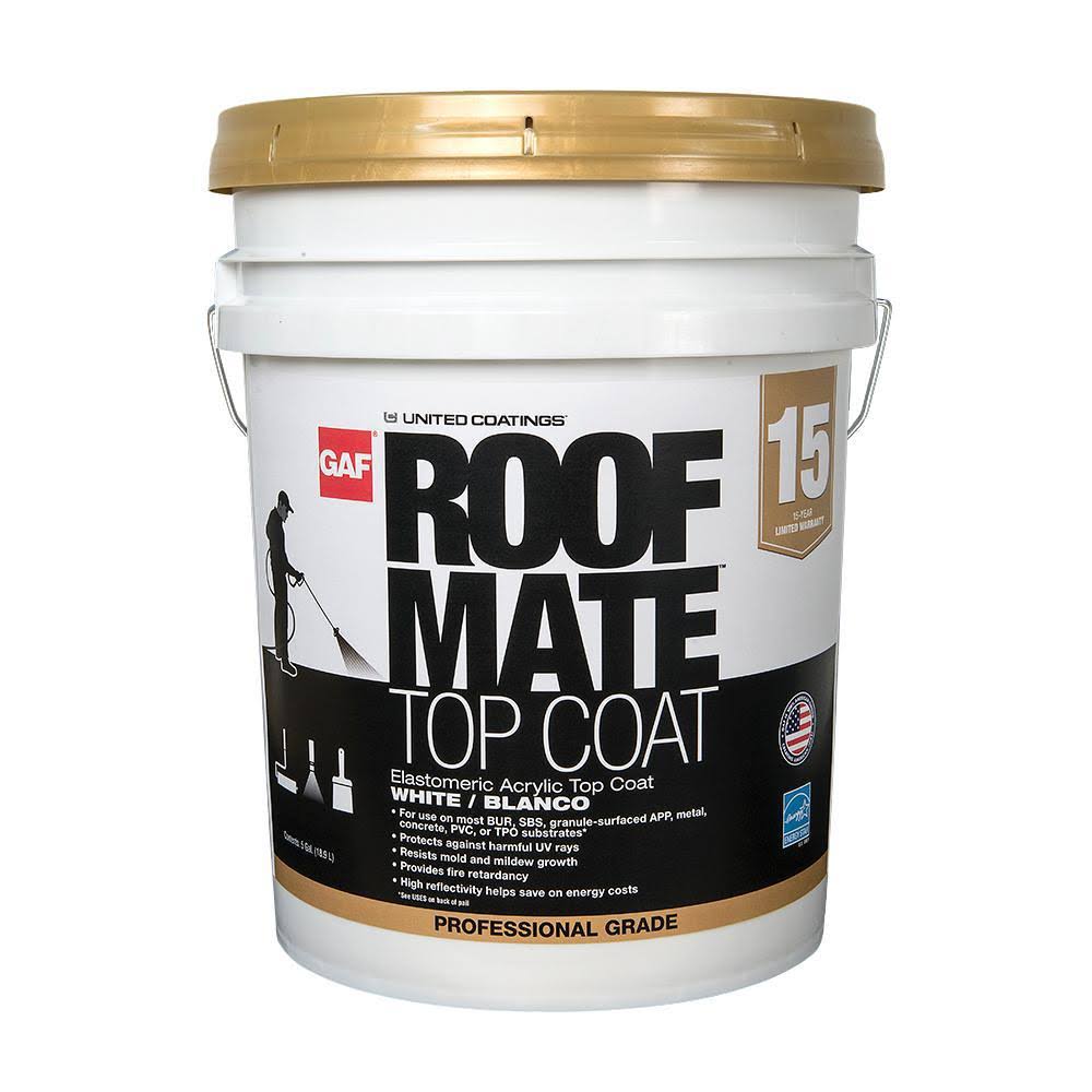 GAF Roof Mate Top Coat 5 gal. Tan Acrylic Reflective Elastomeric Roof Coating (15-Year Limited Warranty)