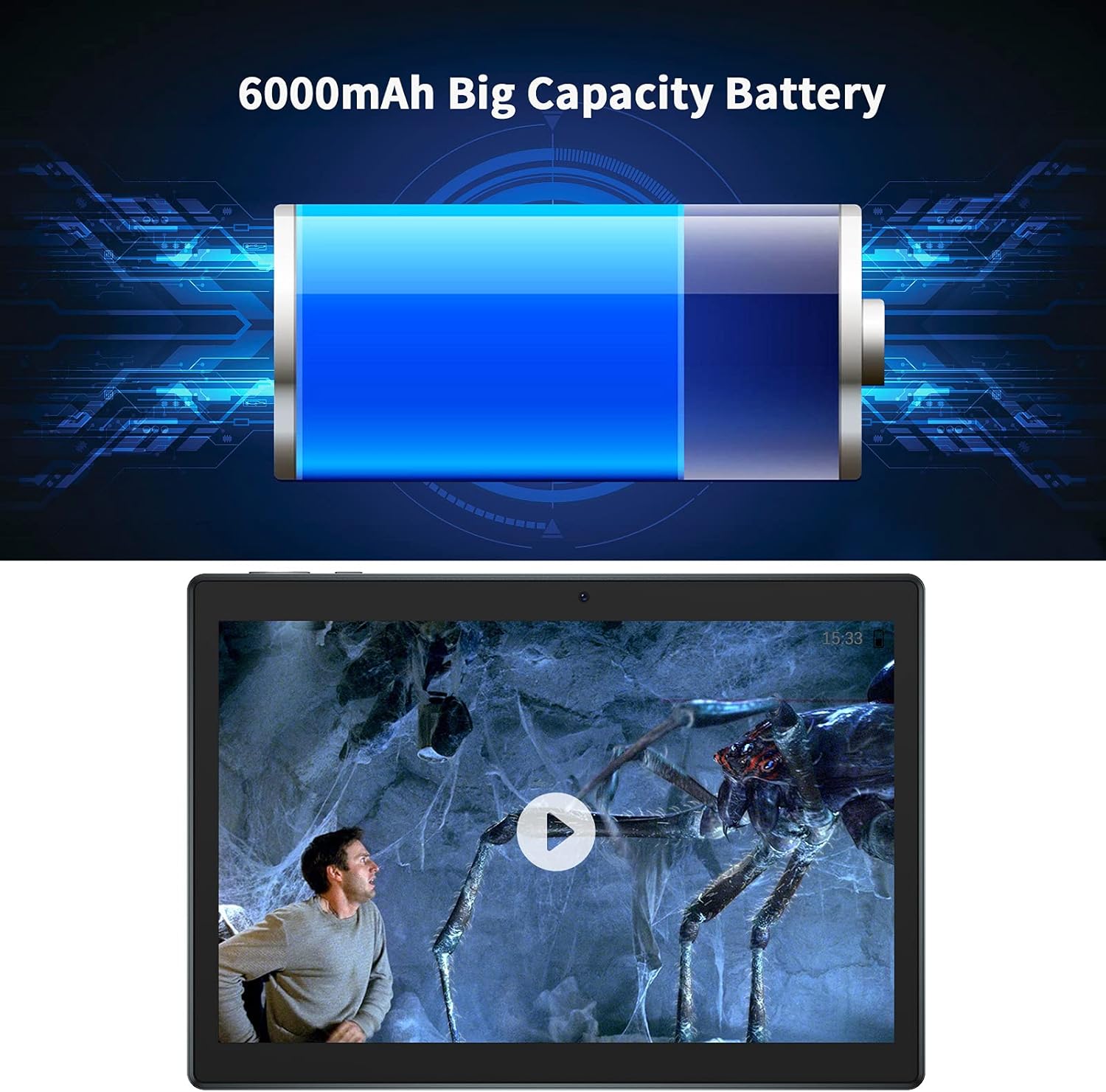 10 inch Tablet Android 10.0 OS, HD 800x1280 IPS Touchscreen, 2GB + 32GB Quad-Core CPU, 6000mAh Battery, Dual Camera Dual Speaker