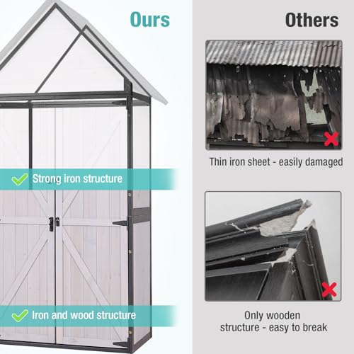 Sheds Outdoor Storage,Garden Shed with Metal Frame Structure and Adjustable Shelves