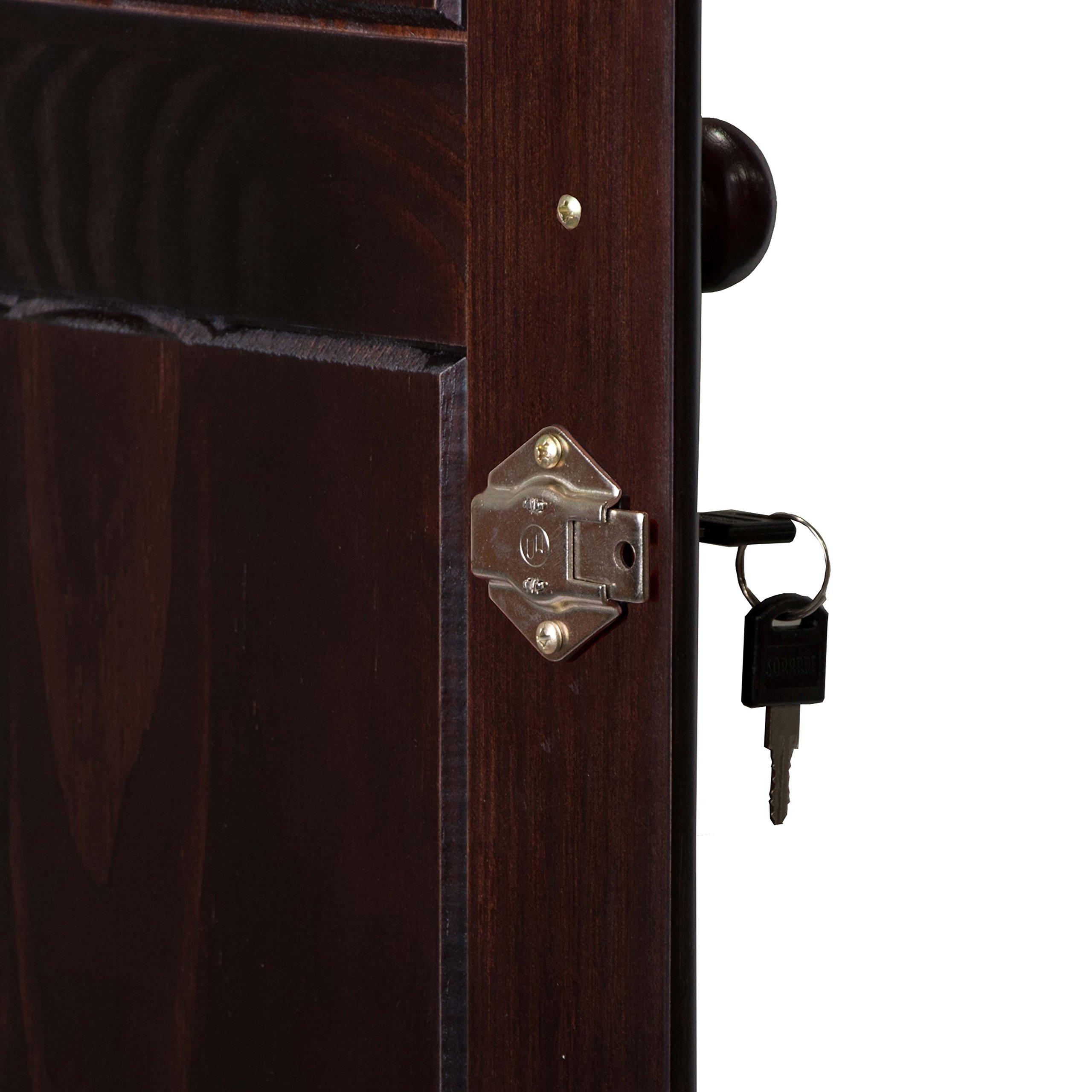 【Furniture】100% Solid Wood Grand Wardrobe/Armoire, 46" x72"x21", with 4 Shelves, 1 Clothing Rod, 2 Drawers, 1 Lock