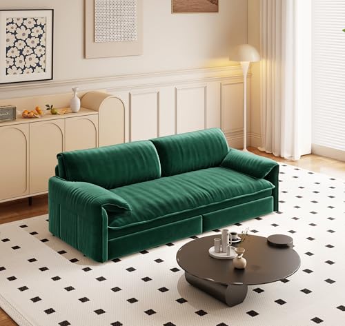 70.1" Futon Sofa Bed Queen Size, Pull Out Bed, 3-in-1 Convertible Sleeper Sofa with 2 Soft Pillows, Modern Velvet Futon Couch for Living Room