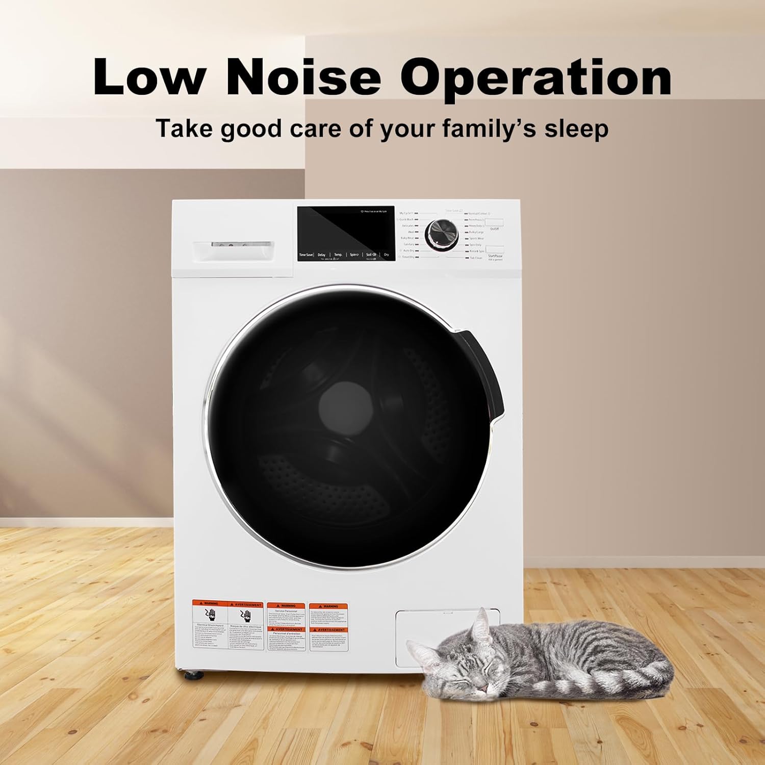 24" All-in-One Washer and Dryer Combo, 2.7 Cu.Ft Front Load Ventless Washer Dryer with 26.5 Lbs Loading Capacity, Compact Size, LED Display